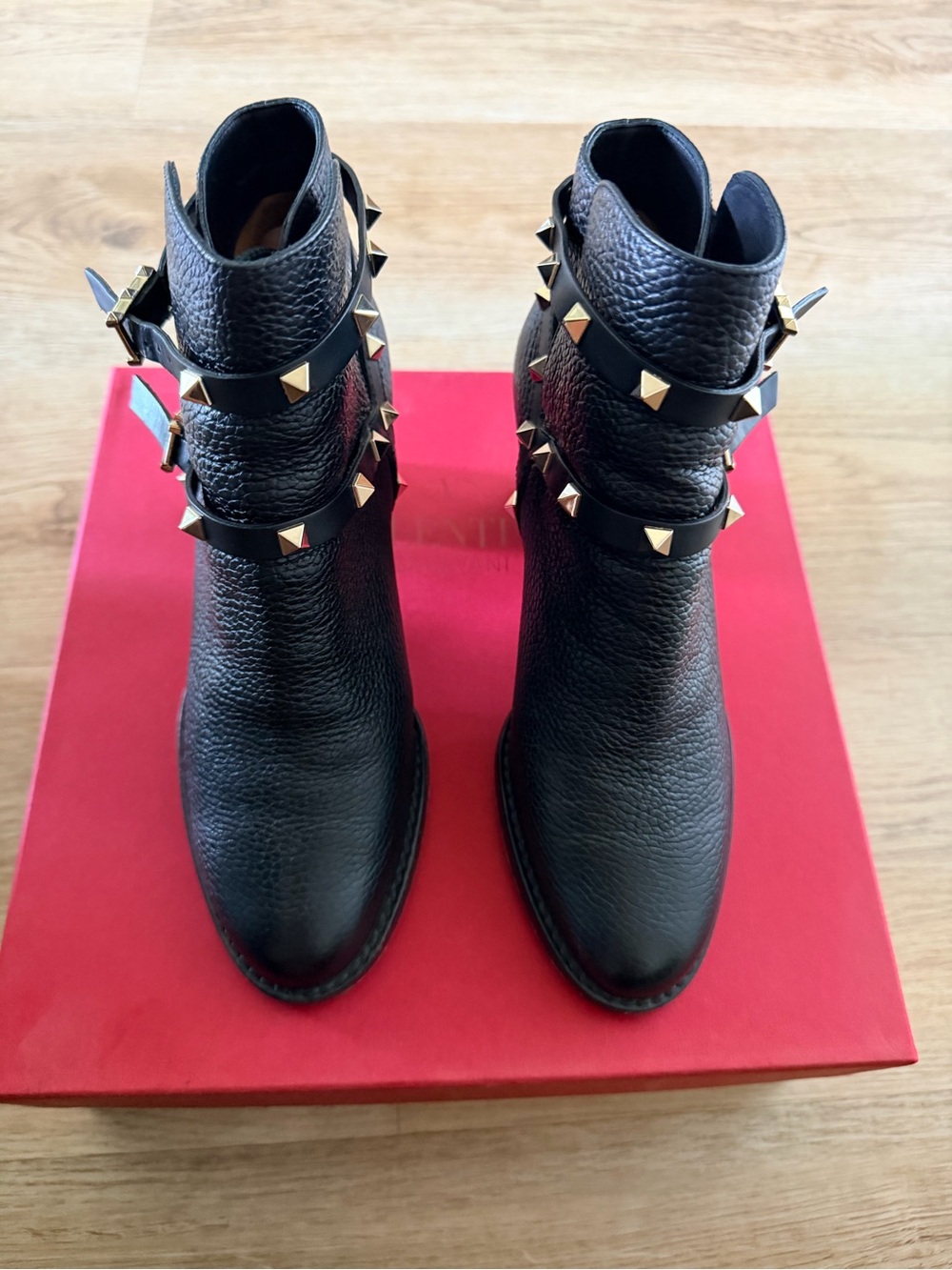 Valentino Black Studded Leather Ankle Boots